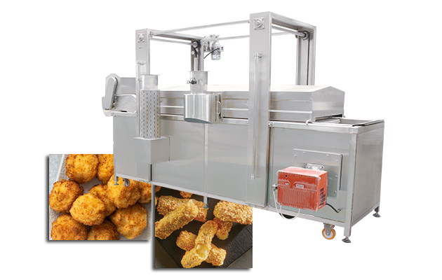 Fresh Mozzarella Cheese Bites Frying Machine Gas